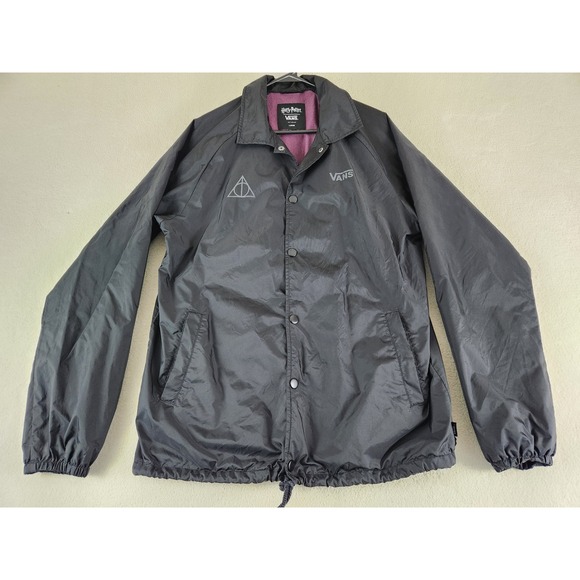 Vans Other - Vans Harry Potter  Deathly Hallows Coach Jacket Black Size Large Snap Button